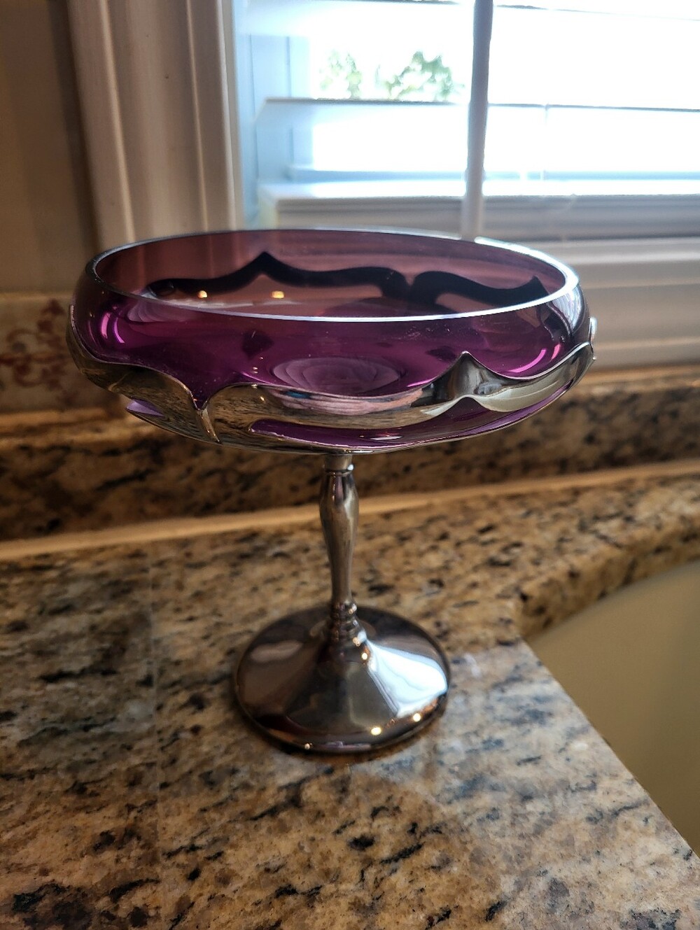 Farber Bros. Krome Kraft 6 x 5 Inch Amethyst Chrome Compote